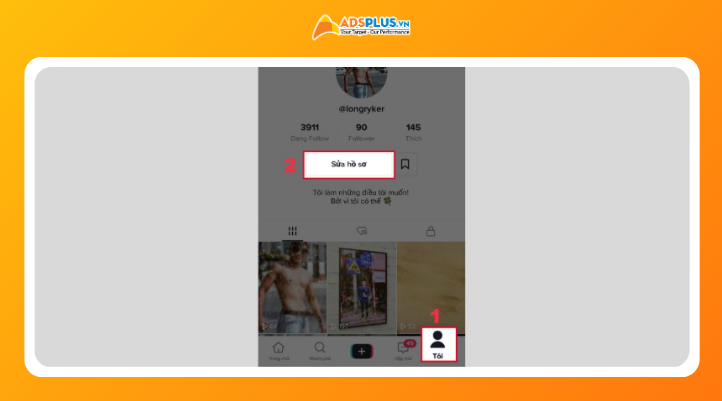 Mở ứng dụng TikTok và truy cập mục Sửa hồ sơ để bắt đầu đổi tên TikTok cá nhân.