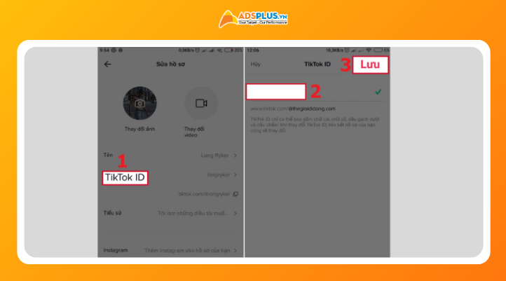 Đổi ID người dùng TikTok bằng cách nhập username mới, ngắn gọn và dễ nhớ để tăng nhận diện.