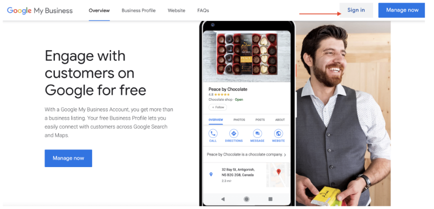 Nhắn tin Google My Business trên máy tính để bàn