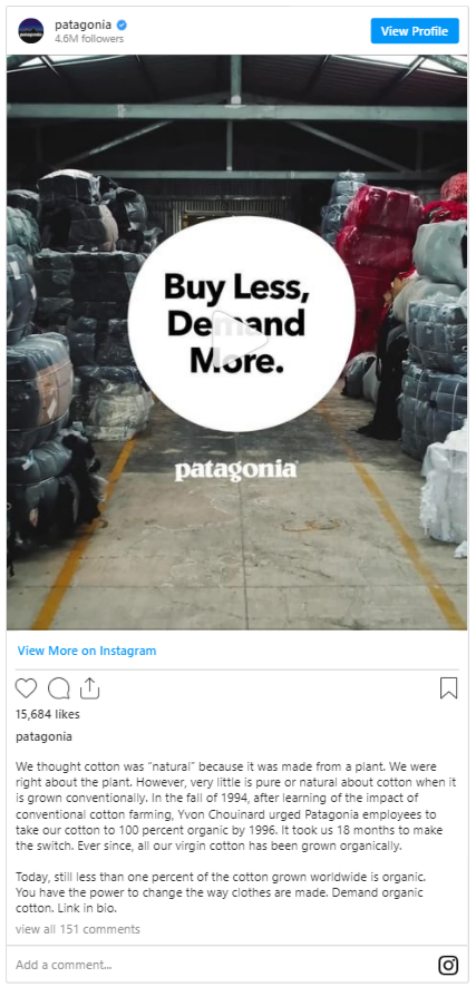 Patagonia truyền thông xã hội social media
