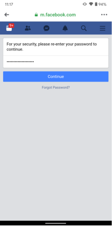 khôi phục mật khẩu Facebook