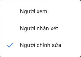 chế độ chia sẻ google drive