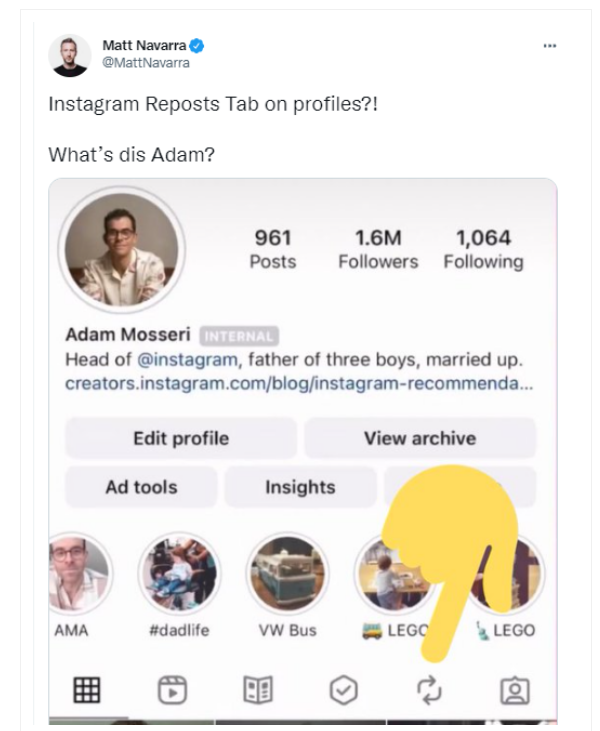 Instagram thử nghiệm tính năng repost nội dung của người dùng