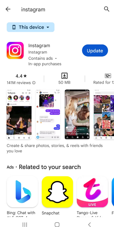 Hướng dẫn cập nhật Instagram trên Android