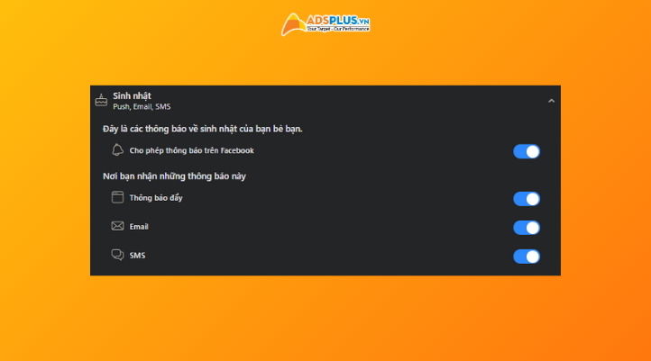 Bước 5: Ở mục Cho phép thông báo trên Facebook