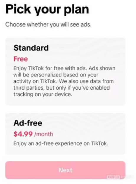 TikTok thử nghiệm dịch vụ đăng ký không quảng cáo