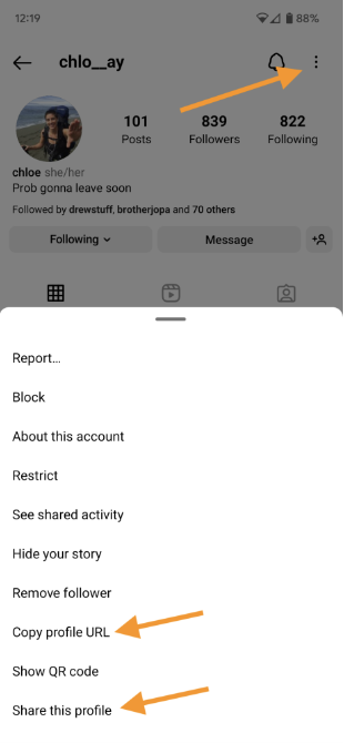 Instagram có thông báo khi chụp màn hình hồ sơ không?