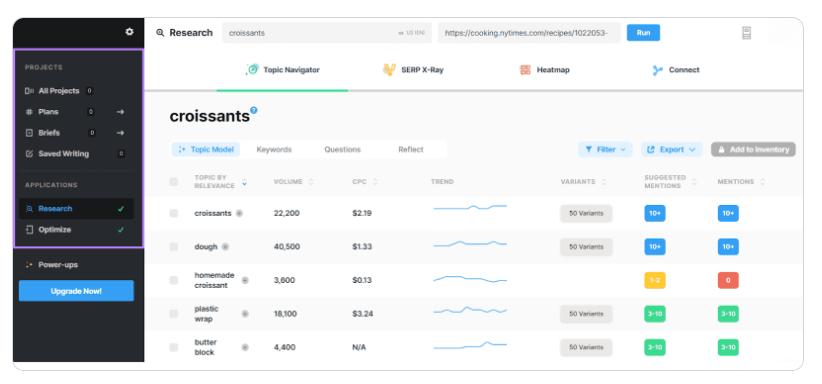 Tool AI SEO: MarketMuse