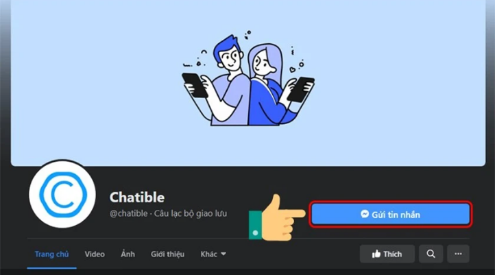 Giao diện của Fanpage Chatible trên Facebook
