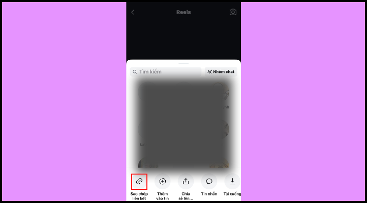 Chọn Sao chép liên kết để tải video Instagram có nhạc