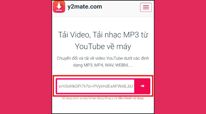 Truy cập vào Y2Mate và dán link video để chuyển Youtube thành MP3