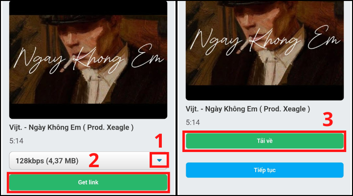 Chọn định dạng MP3, nhấn Get link và tải xuống
