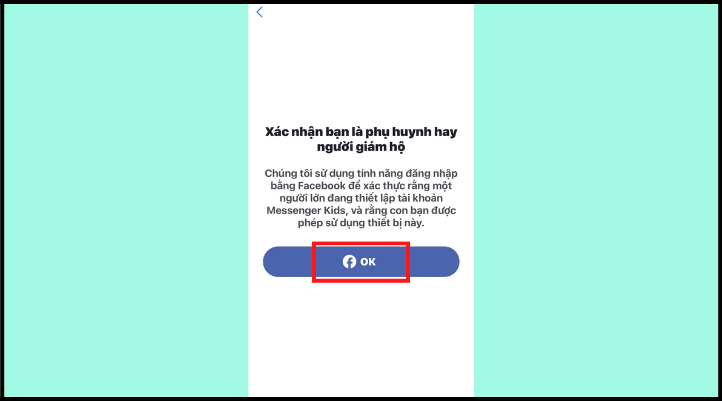 Nhấn nút OK để đăng nhập vào Facebook của bạn 