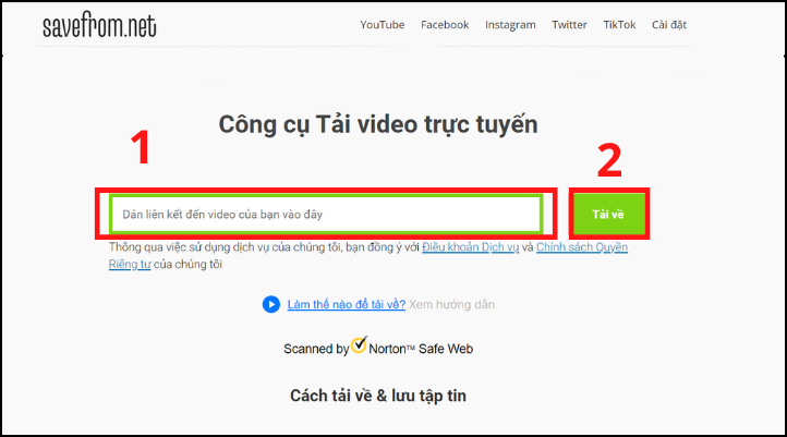 Dán link URL vào khung và chọn Tải về