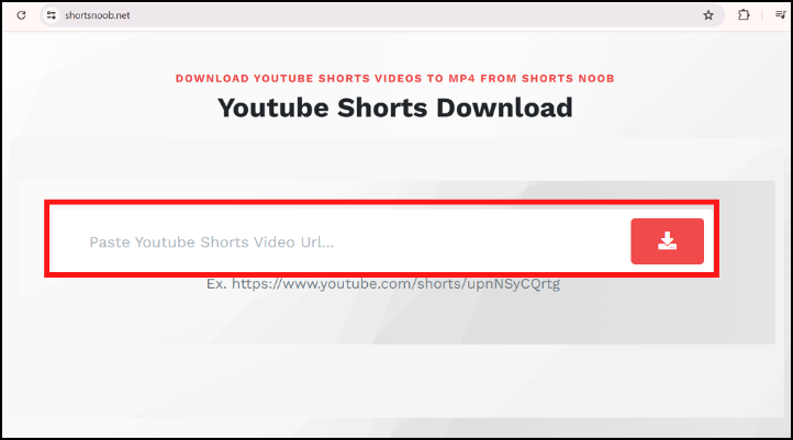 Vào Shortsnoob và dán link video 