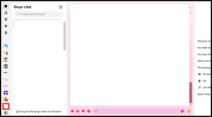 Chọn biểu tượng hình đại diện ở góc dưới bên trái để tắt hoạt động trên Messenger