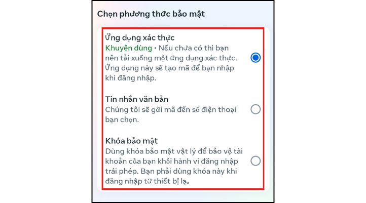 Chọn phương thức xác thực phù hợp