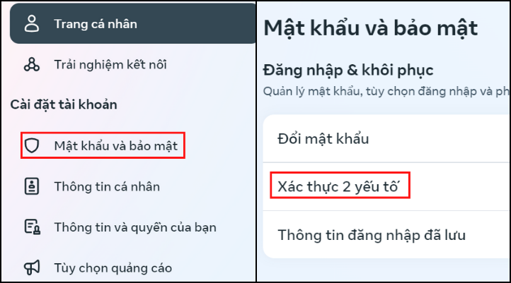 Vào mật khẩu và chọn Xác thực 2 yếu tố