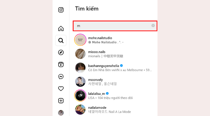 Vào Instagram và tìm kiếm tên tài khoản mà bạn muốn lấy link