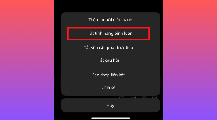 Hướng dẫn cách tắt bình luận livestream Instagram đơn giản