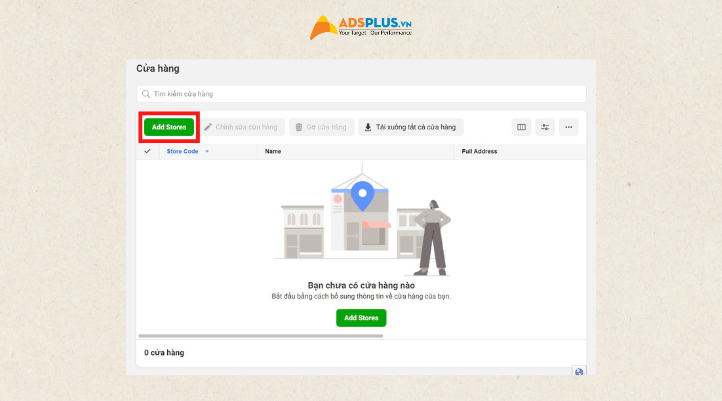 Nhấn vào Add Stores để thêm cửa hàng