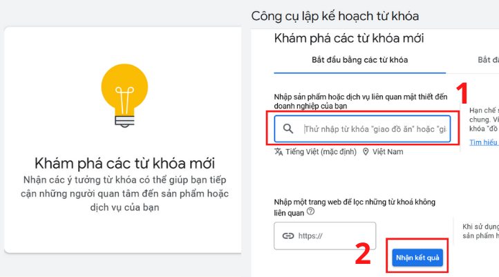 Nhập từ khóa cần kiểm tra và nhấn Nhận kết quả.