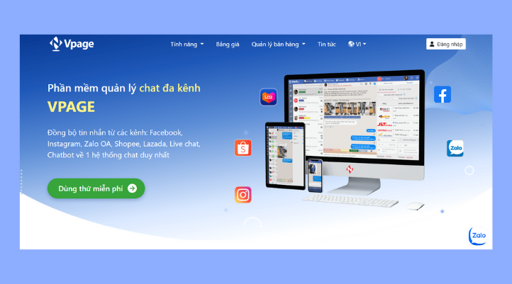 Giao diện tool quản lý Fanpage Vpage