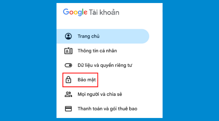 Chọn Bảo mật