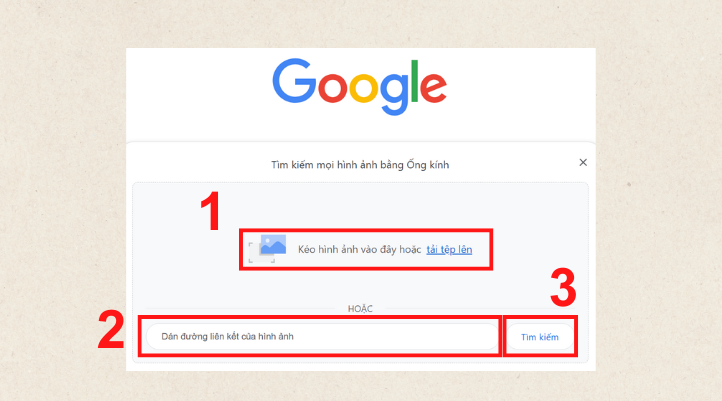 Bước 2: Chọn những cách tải hình ảnh bạn muốn tìm kiếm lên