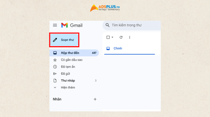 Nhấn chọn vào Soạn thư ở góc trái màn  hình