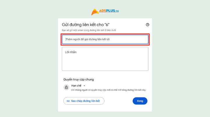 Nhập địa chỉ email của người bạn muốn chia sẻ dung lượng