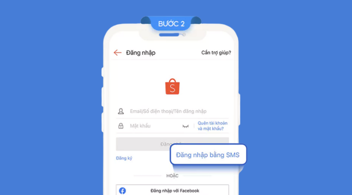 Chọn phương thức đăng nhập bằng SMS