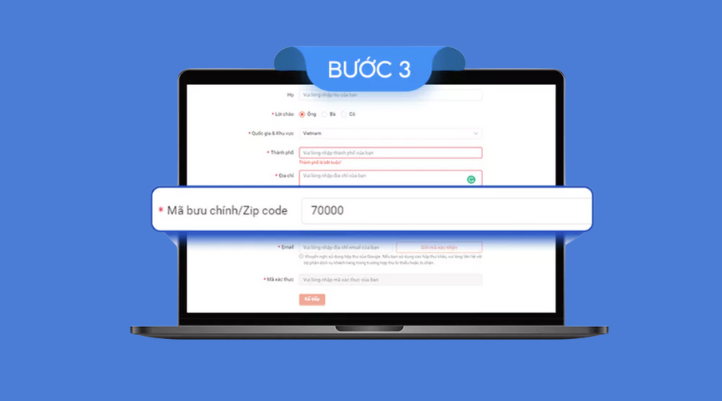 Điền thông tin cần thiết và mã Zip Code để tiếp tục các bước đăng ký tiếp thị liên kết Shopee