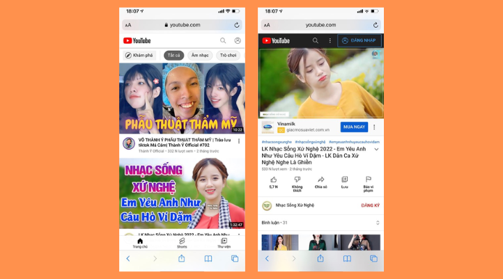 Chọn video muốn xem
