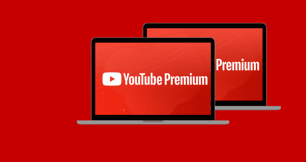 Hình minh họa logo YouTube Premium trên nền đỏ là dịch vụ nghe nhạc và xem video không quảng cáo của YouTube.