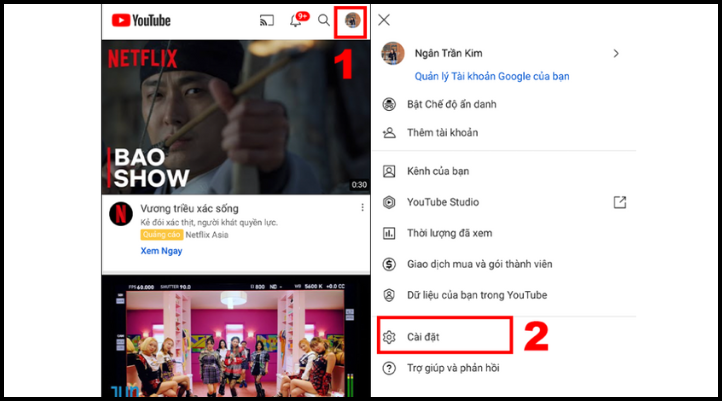 Bước 1 của cách kết nối Youtube với tivi bằng liên kết với wifi: Mở ứng dụng YouTube trên điện thoại và chọn ảnh đại diện để vào cài đặt
