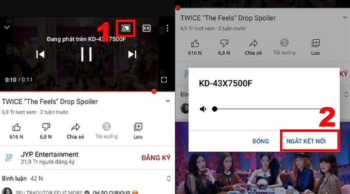 Bước 2 - Hướng dẫn cách ngắt kết nối điện thoại với tivi qua Youtube nhanh nhất