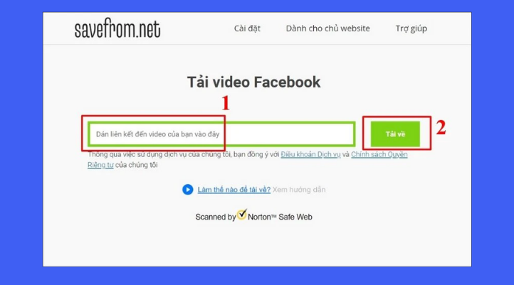 Cách tải video live trên Facebook - Tìm video muốn tải xuống và sao chép URL, quay lại trang SaveFrom, dán liên kết này vào ô nhập liệu và nhấn nút “Tải về”