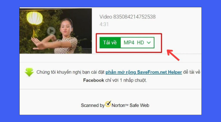 Chọn tải với nhiều chất lượng video khác nhau, sau đó bạn nhấn “Tải về” một lần nữa để lưu video