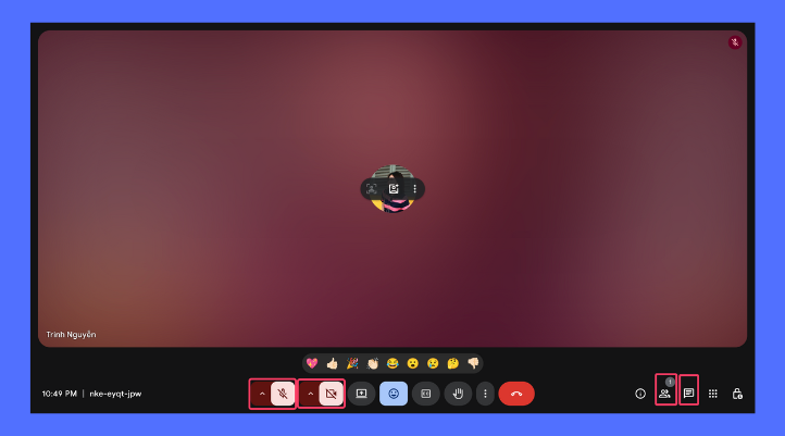 Cách tạo Google Meet - Cài đặt micro và camera trước cuộc họp, quản lý và tắt micro người tham gia trong khi họp.