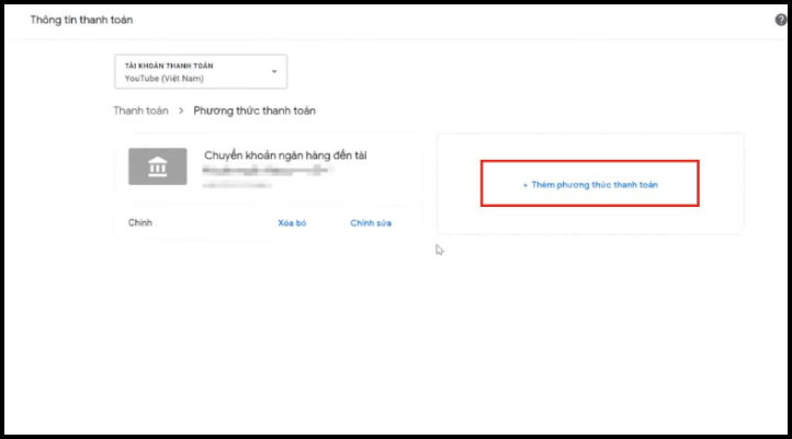 Thêm phương thức thanh toán mới trong Google AdSense để nhận tiền từ YouTube