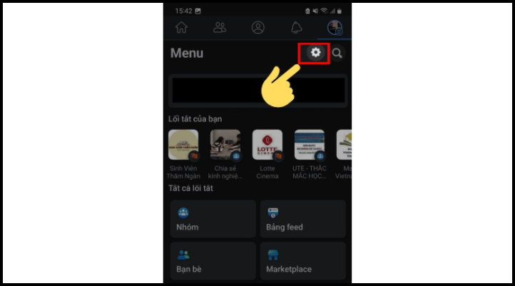 Bước 2: Vào mục Cài đặt trong ứng dụng Facebook trên điện thoại