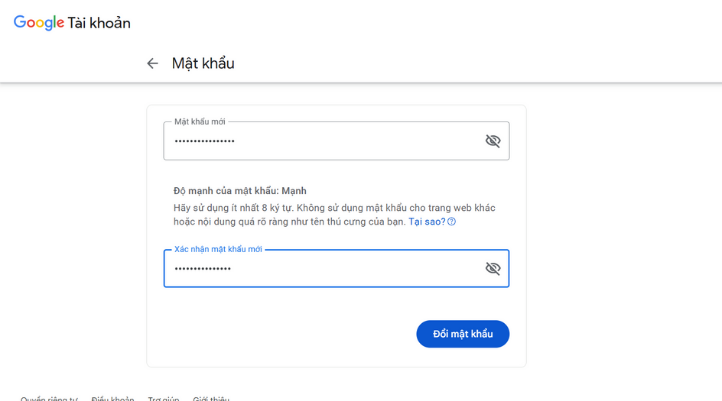 đặt lại mật khẩu mới
