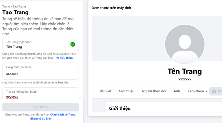 điền các thông tin cơ bản