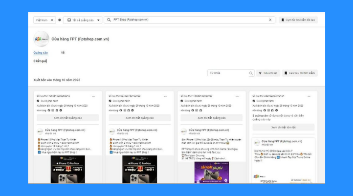 Bạn kéo xuống để xem danh sách quảng cáo