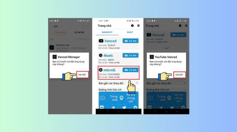 Tiến hành cài đặt, bật cho phép nguồn không xác định trong cài đặt bảo mật nếu cần.