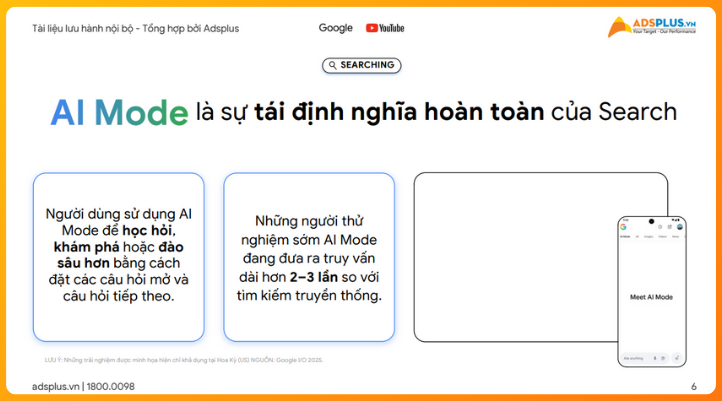 Tính năng AI Mode giúp người dùng trò chuyện thay vì gõ từ khóa
