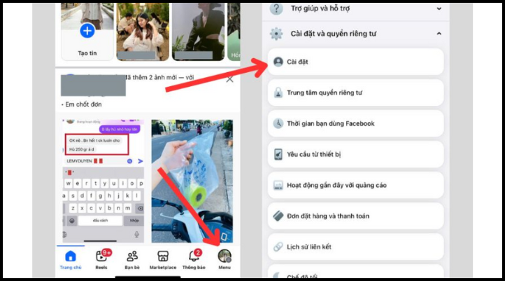 Mở Facebook trên iPhone và vào phần Cài đặt để bắt đầu khôi phục tin nhắn Messenger.