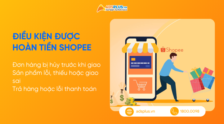 Các trường hợp người mua được hoàn tiền như đơn bị hủy, hàng lỗi, giao sai hoặc trả hàng hợp lệ.