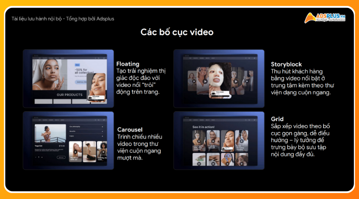 Các bố cục video giúp tạo trải nghiệm trực quan, dễ điều hướng
